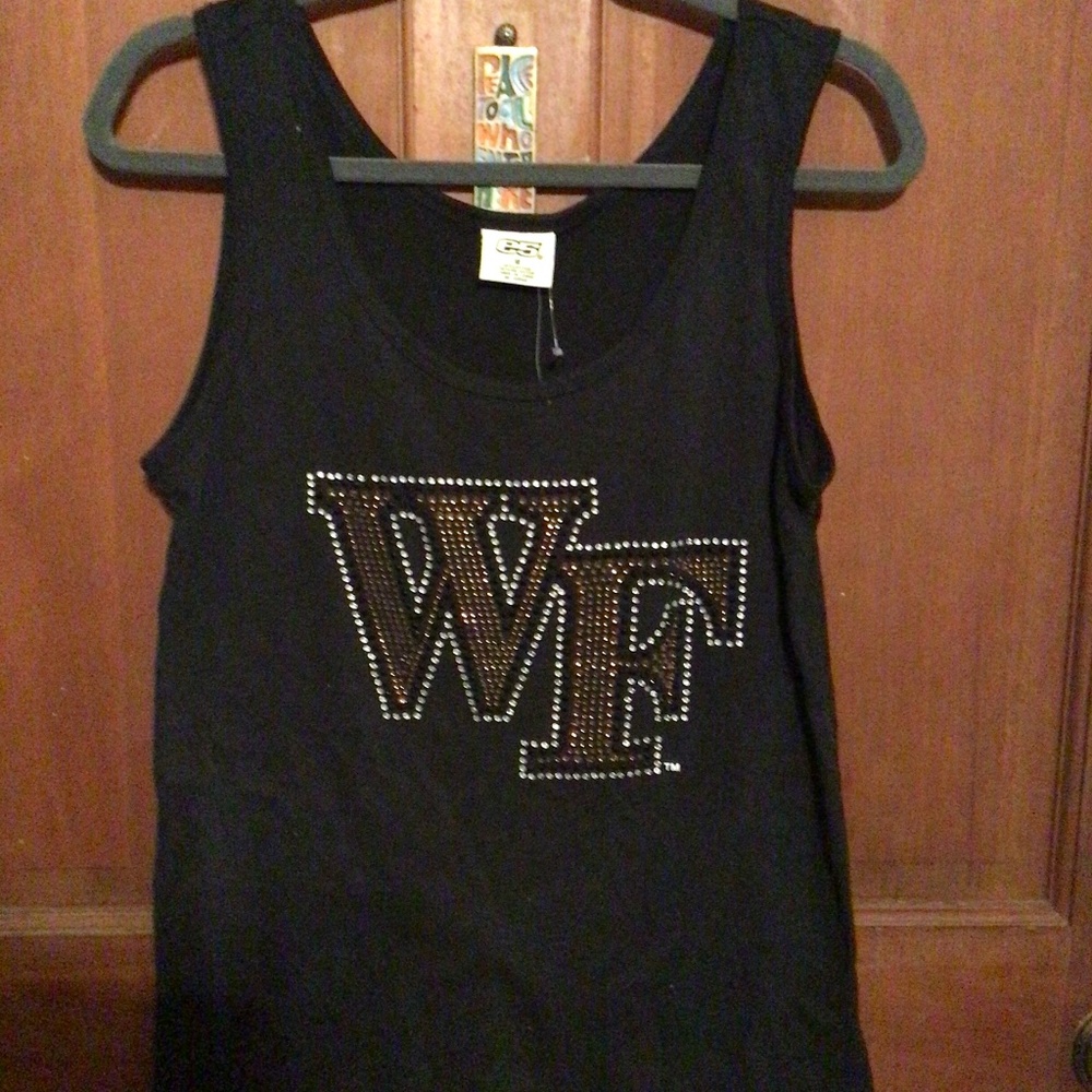 Wake Forest Black Tank Top with Rhinestones Size M